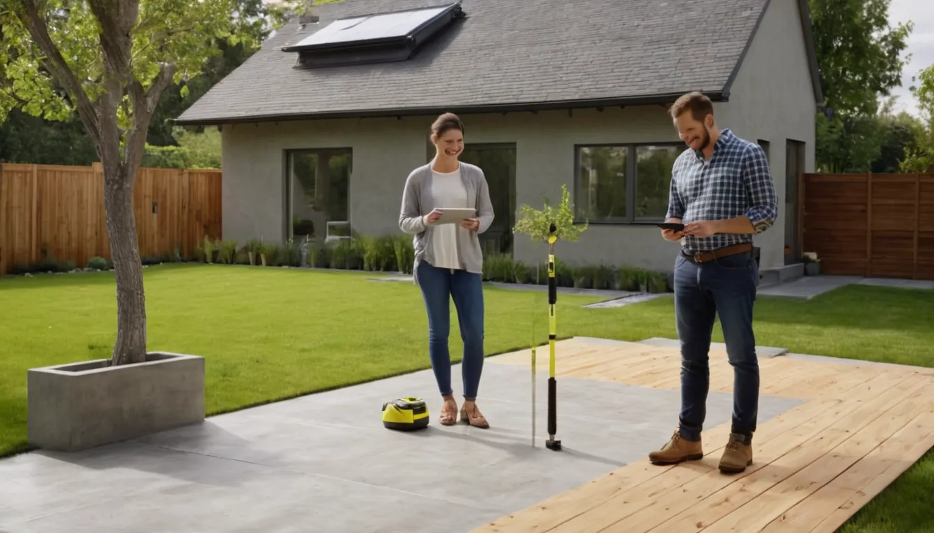 A homeowner reviewing a patio plan with a local concrete provider in the Kirkland area